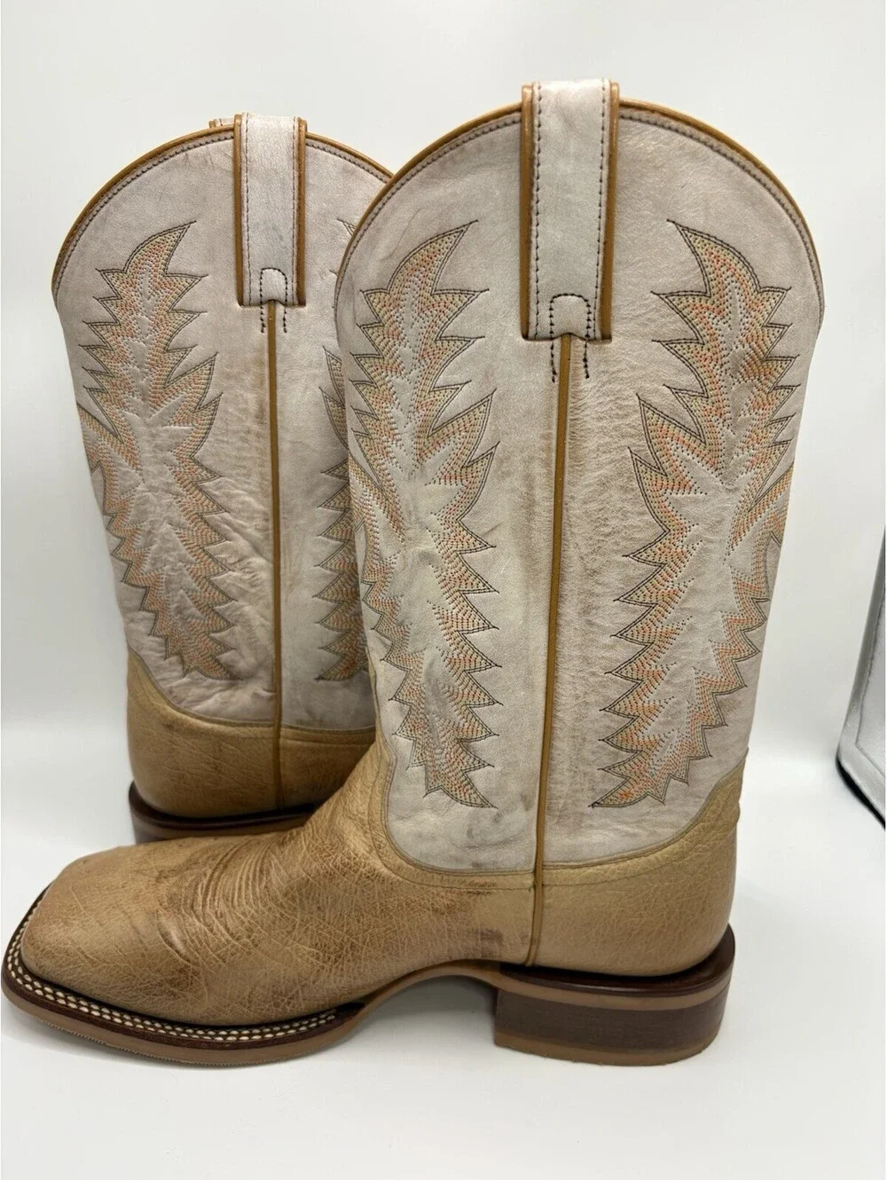 Justin JE800 Genuine Ostrich Mens Sz 11.5 D Leather Boots Square Toe Tan NWT